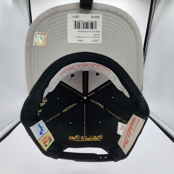 Mitchell & Ness NBA Los Angeles Lakers Black Metallic Pop Snapback Hat Adult NEW - Picture 13 of 14